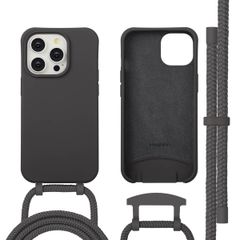 imoshion Coque arrière Color avec cordon amovible et MagSafe Apple iPhone 14 Pro - Black Coffee