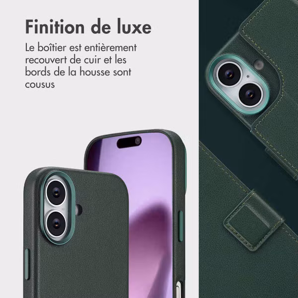 Accezz Étui de télephone portefeuille en cuir 2-en-1 avec MagSafe Apple iPhone 17 - Cedar Green