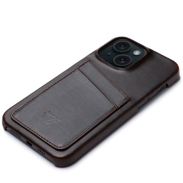 Wachikopa Coque Full Wrap C.C. avec 2 porte-cartes iPhone 15 - Dark Brown