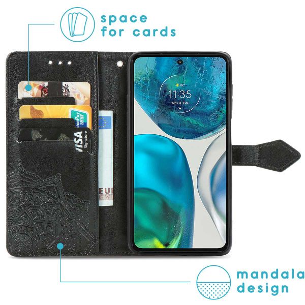 imoshion Etui de téléphone portefeuille Mandala Motorola Moto G52 / G82 - Noir