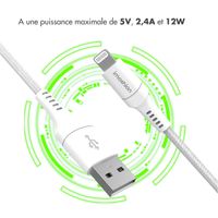 imoshion ﻿Câble Lightning vers USB - Non MFi - Textile tressé - 0,25 mètre - Blanc