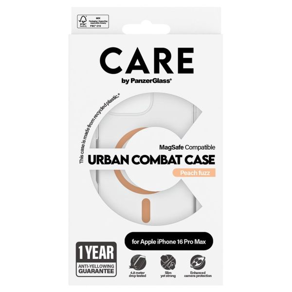 CARE by PanzerGlass Coque Urban Combat MagSafe iPhone 16 Pro Max - Transparent / Peach