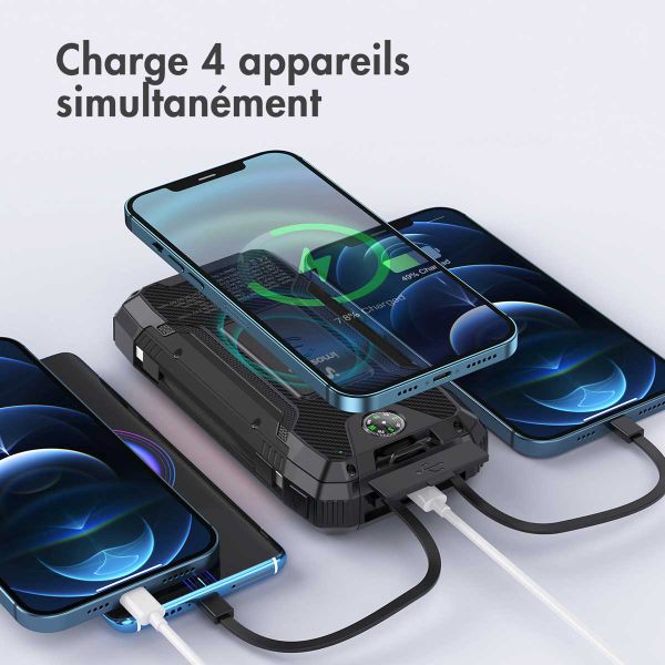 imoshion Solar Powerbank - Batterie externe sans fil avec panneau solaire - Charge rapide et fourniture d'énergie - 30 000 mAh - Noir
