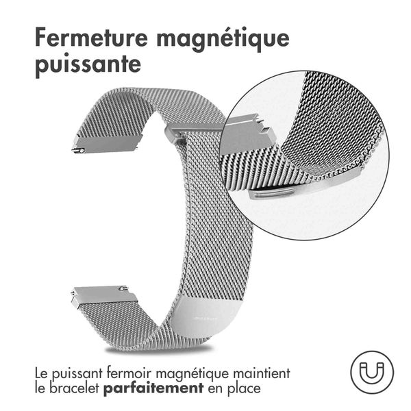 imoshion Bracelet magnétique milanais - Connexion universelle de 20 mm - Taille M - Argent