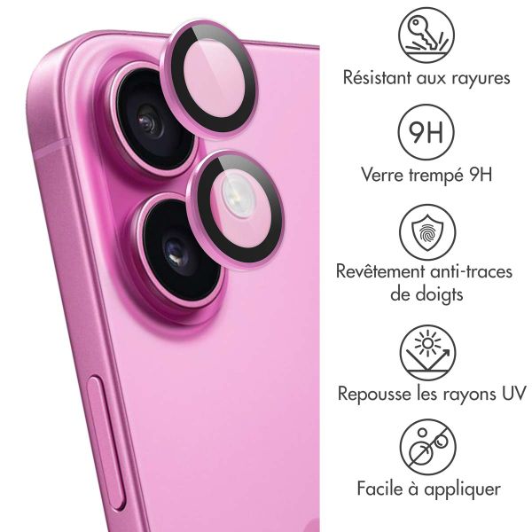 imoshion Lot de 2 protections d'objectif de caméra Apple iPhone 16 / 16 Plus - Rose