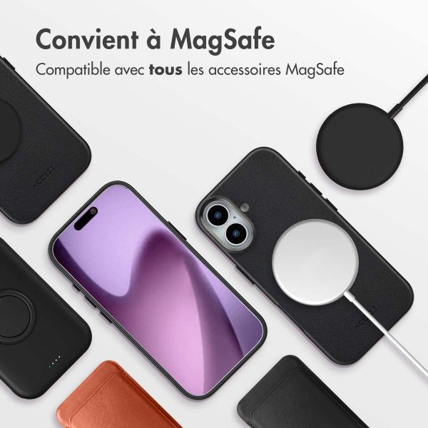 Accezz Coque arrière en cuir avec MagSafe Apple iPhone 17 - Onyx Black