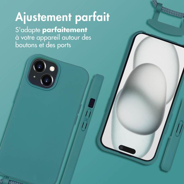 imoshion Coque arrière Color avec cordon amovible et MagSafe Apple iPhone 15 - Vert foncé
