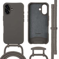 imoshion Coque arrière Color avec cordon amovible et MagSafe Apple iPhone 16 - Black Coffee