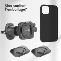 Accezz EasyLock Support de téléphone de voiture - Avec coque Apple iPhone 15 - Grille de ventilation - Rotation à 360 degrés - Noir