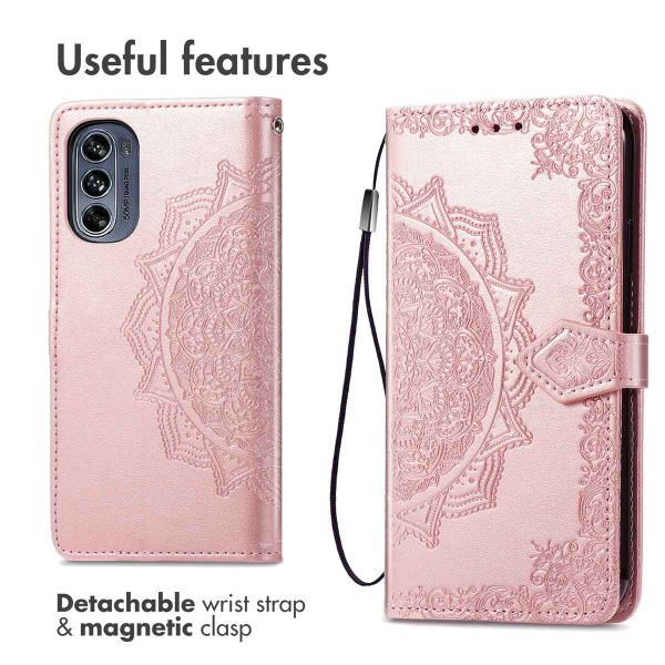 imoshion Etui de téléphone portefeuille Mandala Motorola Moto G62 - Rose Dorée