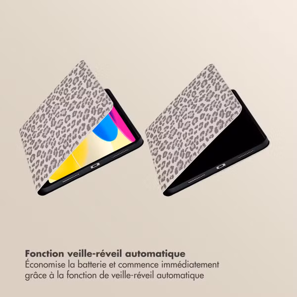 Selencia Coque tablette Sabi avec imprimé léopard Apple iPad 11 (2025) 11 pouces A16 / iPad 10 (2022) 10.9 pouces - Soft Ivory