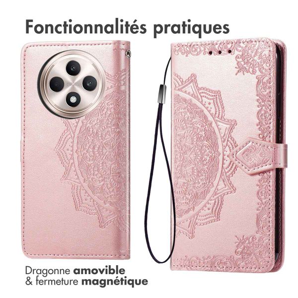 imoshion Etui de téléphone portefeuille Mandala Oppo Reno 12F 5G - Rose Dorée