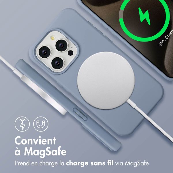 imoshion Coque arrière Color avec cordon amovible et MagSafe Apple iPhone 15 Pro Max - Ash Blue