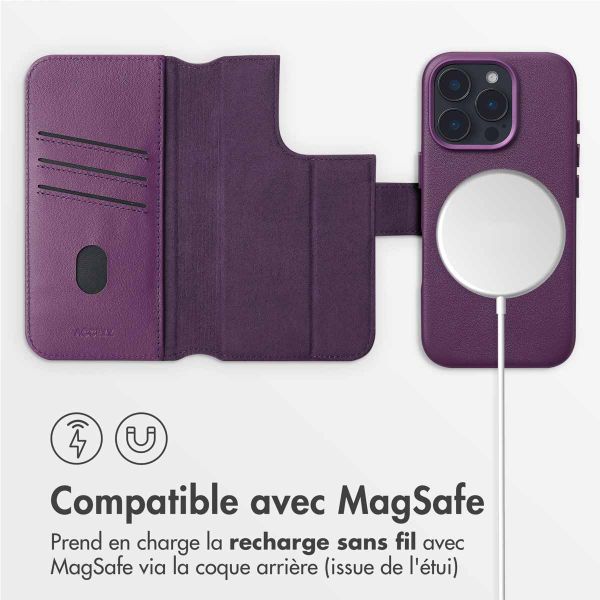 Accezz Étui de téléphone portefeuille en cuir 2-en-1 avec MagSafe iPhone 16 Pro - Heath Purple