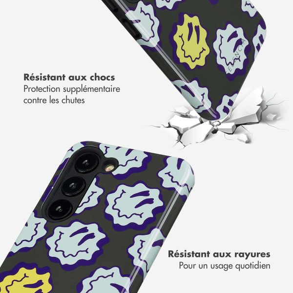 Selencia Coque arrière Vivid Samsung Galaxy S23 - Wavy Smiley Green