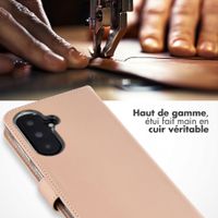 Selencia Étui portefeuille en cuir véritable Samsung Galaxy A37 (5G) - Rose clair