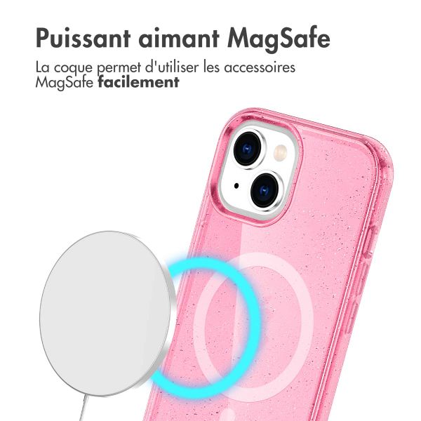 imoshion Coque Pailletée avec MagSafe Apple iPhone 15 - Paillettes Rose