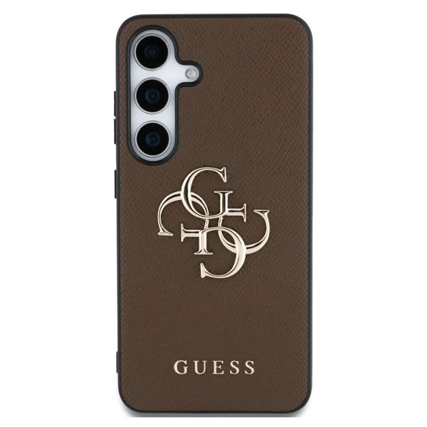 Guess Coque 4G Metal Logo Saffiano Samsung Galaxy S25 - Marron