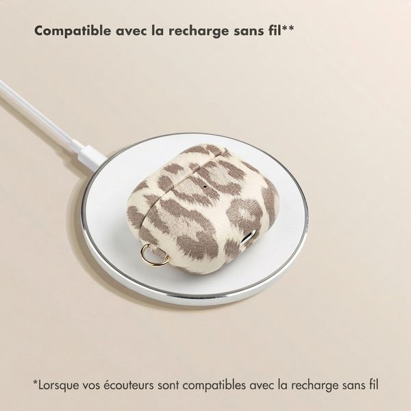 Selencia Coque Sabi motif panthère  Apple Airpods 3 - Soft Ivory