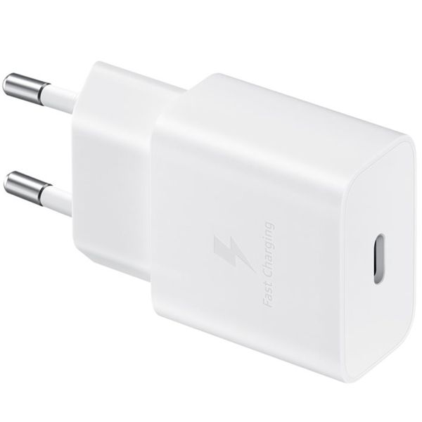 Samsung Adaptateur secteur original avec câble USB-C - Chargeur - Connexion USB-C et USB - Charge rapide - 15 Watt - 1 mètre - Blanc