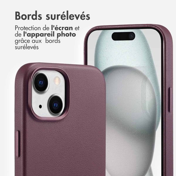 Accezz Coque arrière en cuir avec MagSafe iPhone 15 - Heath Purple