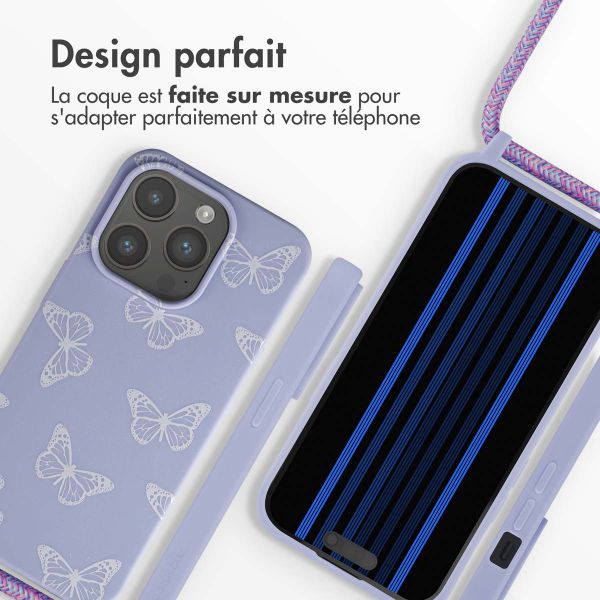 imoshion Coque design en silicone avec cordon Apple iPhone 15 Pro - Butterfly
