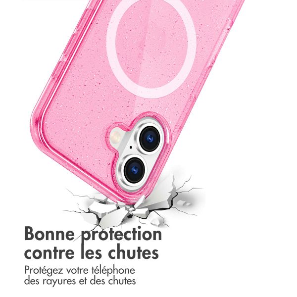 imoshion Coque Pailletée avec MagSafe Apple iPhone 16 - Paillettes Rose
