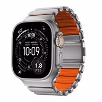Nomad Bracelet Stratos Apple Watch Series 1 - 11 / SE / Ultra (44/45/46/49 mm) - Ultra Orange / Natural Titanium