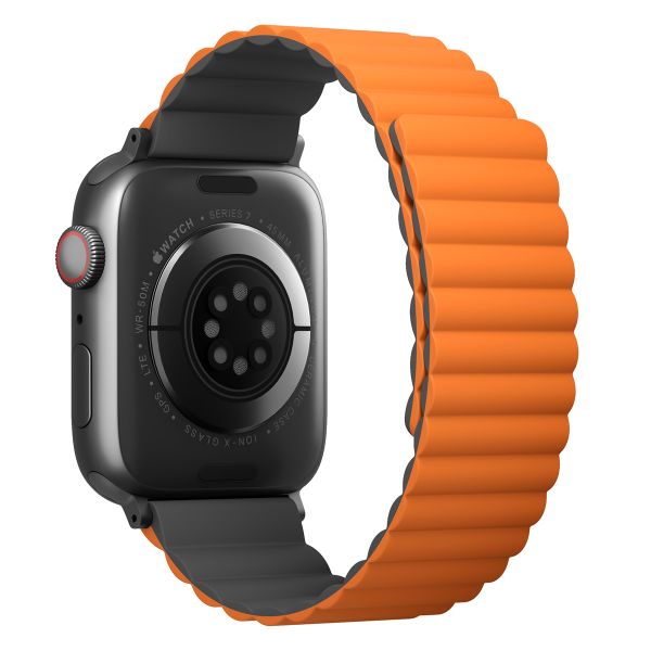 Uniq Bracelet Revix réversible Apple Watch Series 1 t/m 11 / SE / Ultra (44/45/46/49 mm) - Charcoal (Grey/Orange)