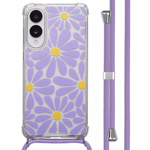 imoshion Coque Design avec cordon Samsung Galaxy S25 Edge - Tropical Violet Flowers Connect