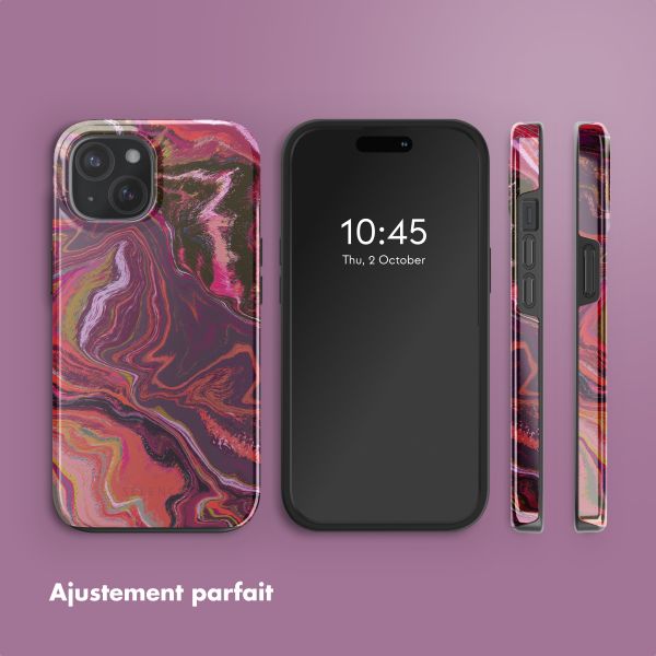 Selencia Coque arrière Vivid Tough avec MagSafe iPhone 15 - Marble Purple