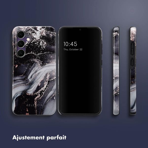 Selencia Coque arrière Vivid Tough Galaxy S24 FE - Chic Marble Black