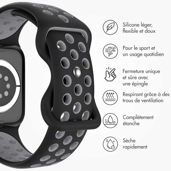 imoshion Bracelet sport⁺ Apple Watch Series 1 á 9 / SE (38/40/41 mm) | Series 10 / 11 (42 mm) - Taille S/M - Black & Anthracite