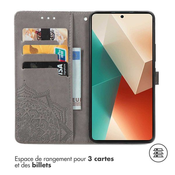 imoshion Etui de téléphone portefeuille Mandala Xiaomi Redmi Note 13 Pro (5G) / Poco X6 - Gris