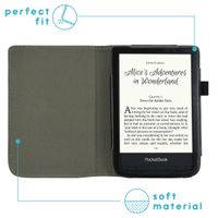 imoshion Étui de liseuse portefeuille en cuir végan Pocketbook Touch Lux 5 / HD 3 / Basic Lux 4 / Vivlio Lux 5 - Noir