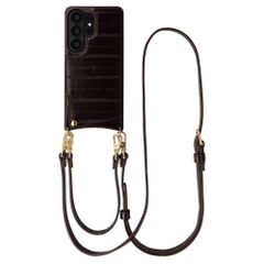 Selencia Nova coque arrière en cuir véritable avec porte-cartes Samsung Galaxy S26 Ultra - Dark Chocolate