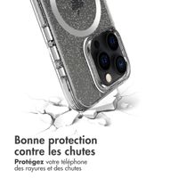 imoshion Coque arrière transparente Pailletée avec MagSafe Apple iPhone 15 Pro Max - Argent