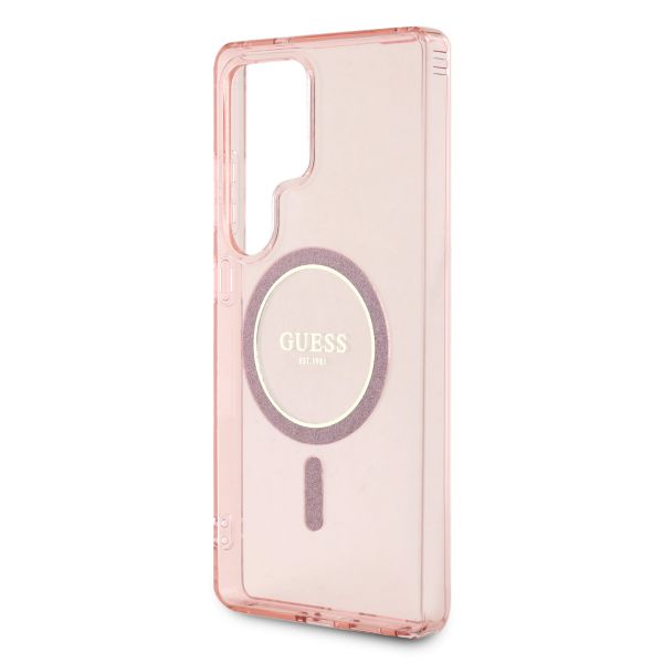 Guess Coque MagSafe IML Glitter Gradient Samsung Galaxy S25 Ultra - Rose