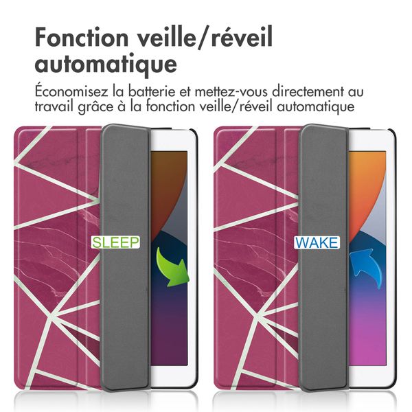 imoshion Coque tablette Design iPad 7 (2019) / iPad 8 (2020) / iPad 9 (2021) 10.2 inch - Bordeaux Graphic