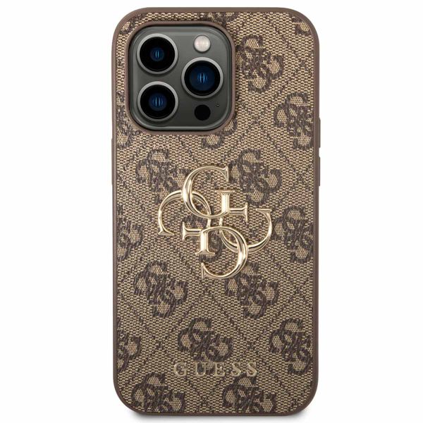 Guess Coque 4G Metal Logo Backcover Apple iPhone 14 Pro - Marron