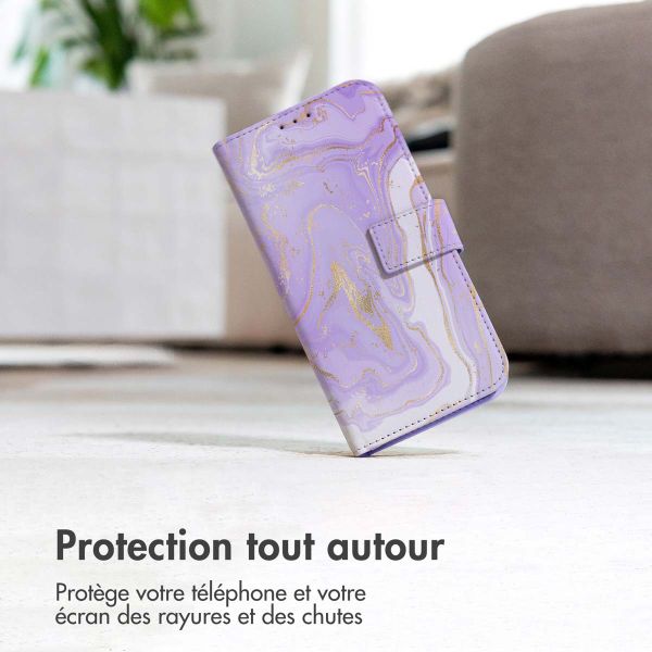 imoshion Étui de téléphone portefeuille Design Xiaomi Redmi Note 13 Pro Plus (5G) - Purple Marble