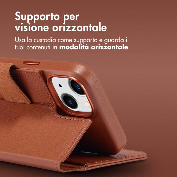Accezz Étui de télephone portefeuille en cuir 2-en-1 avec MagSafe Apple iPhone 14 - Sienna Brown