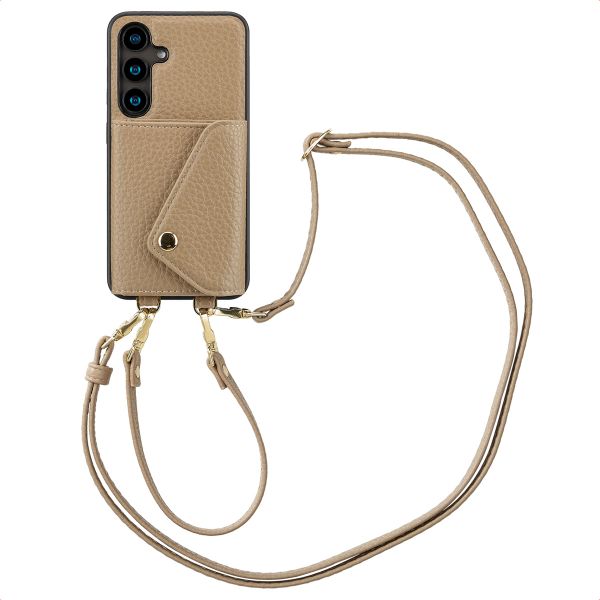 Selencia Coque à cordon avec porte-cartes enveloppe Sera Samsung Galaxy S24 - Beige