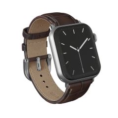 Burga Bracelet en cuir véritable Apple Watch Series 1 - 11 / SE / Ultra (44/45/46/49 mm) - Espresso / Silver