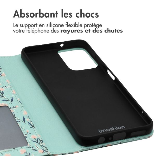 imoshion Étui de téléphone portefeuille Design Motorola Moto G34 - Blue Flowers