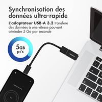 imoshion 2x Adaptateur USB-C (mâle) vers USB-A 3.1 (femelle) - OTG - Noir