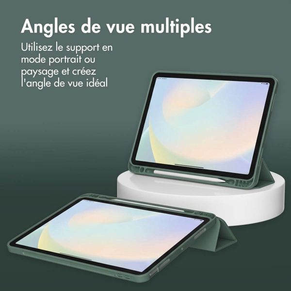 Accezz Coque tablette portefeuille Smart Silicone Apple iPad 11 (2025) 11 pouces A16 / iPad 10 (2022) 10.9 pouces - Vert foncé