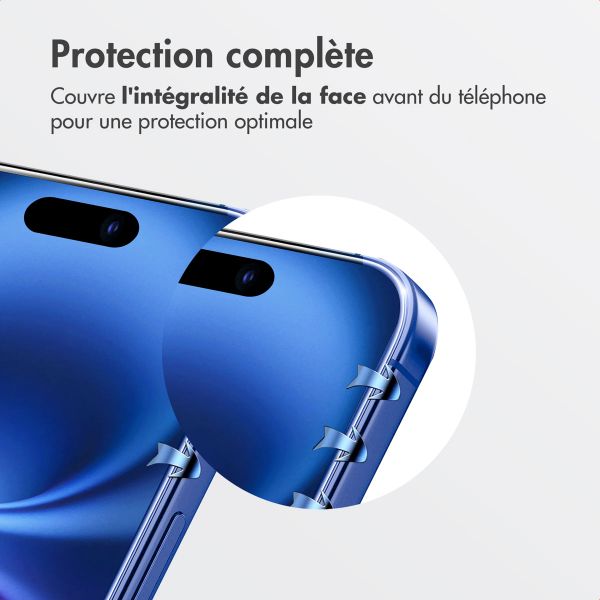 Accezz Protecteur d’écran en verre trempé + Applicateur Apple iPhone 16 Plus / 15 Plus