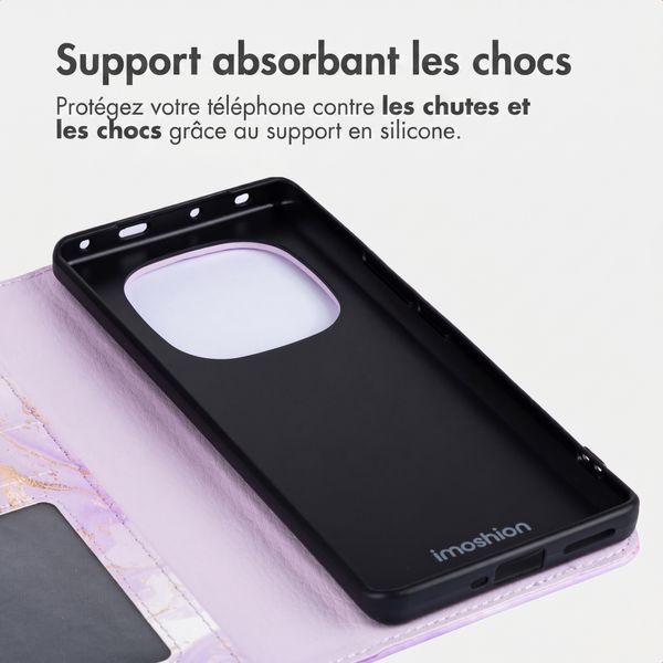 imoshion Étui de télephone portefeuille Design Xiaomi Redmi Note 14 Pro Plus (5G) - Purple Marble