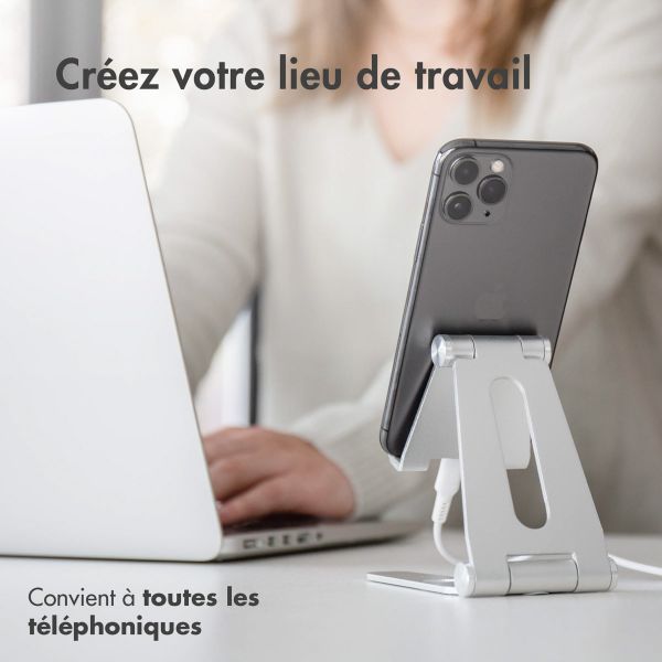 imoshion Support de téléphone de bureau Samsung Galaxy S10 - Support de tablette de bureau - Réglable - Aluminium - Argent